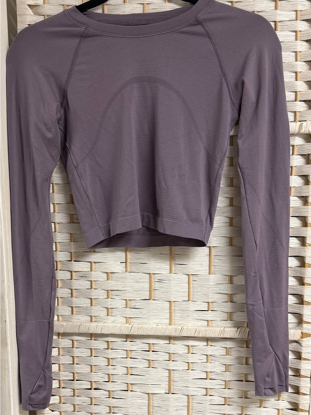 Lululemon Cropped Long-Sleeve Performance Top in Dusty Purple Size 2